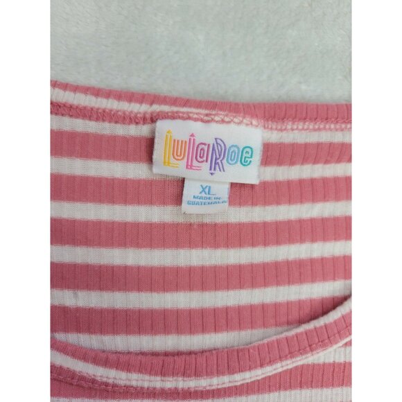 Lularoe Julia Red Stripe Shirt Dress  Pocketless Pencil Short Sleeve Size XL - Picture 2 of 5